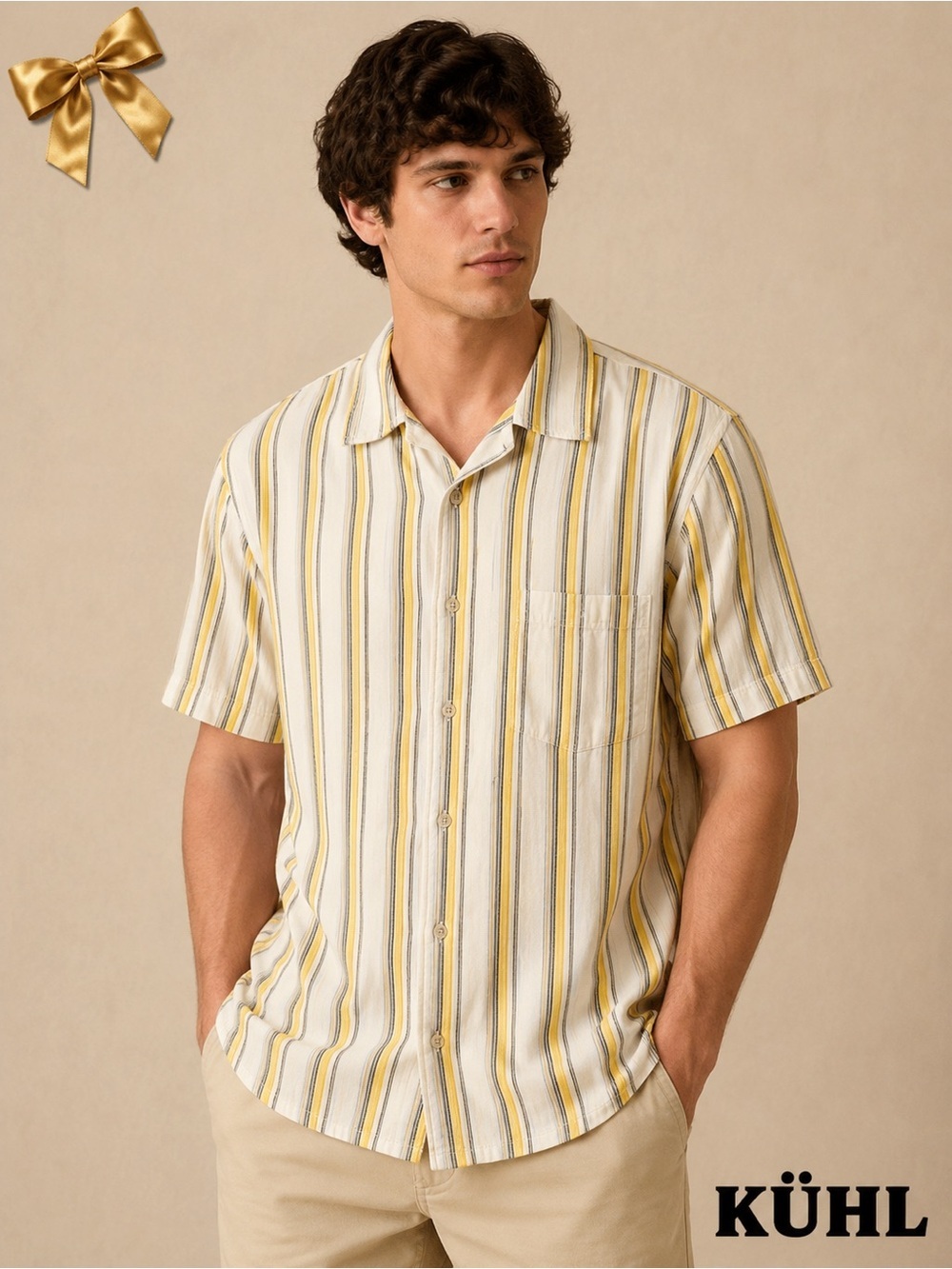 KÜHL Short Sleeve Button Up Casual Hiking Shirt Cotton Striped Size XL